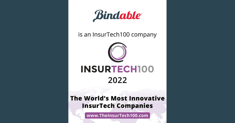 Bindable included in InsurTech100 list of most innovative companies